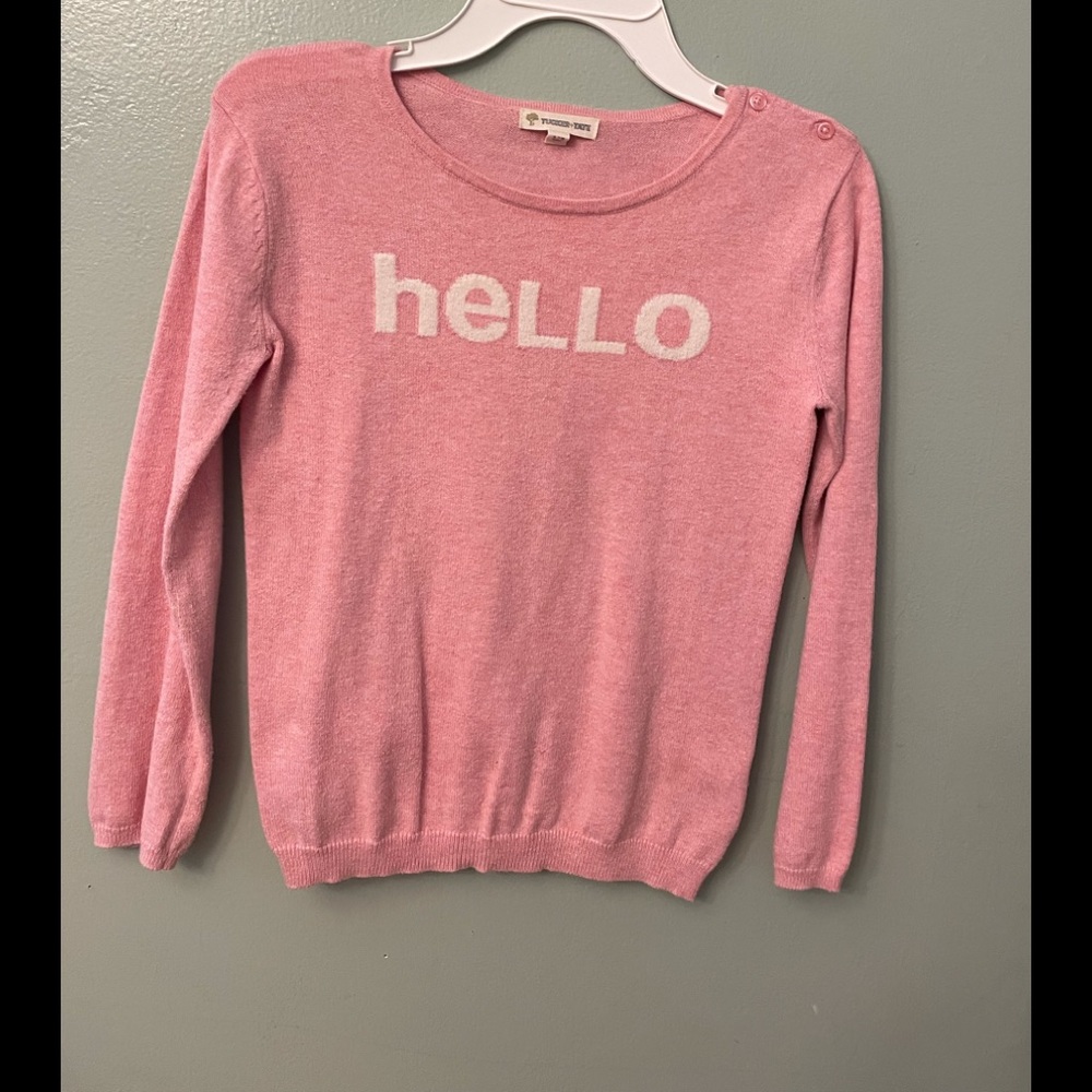 Girls pink “hello” sweater, size 7/8